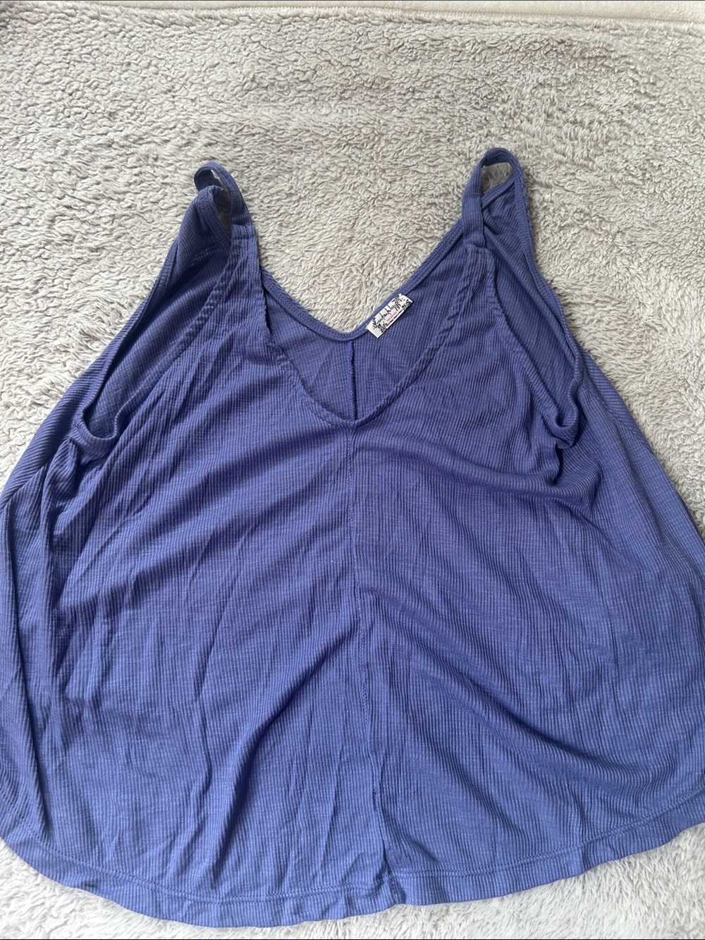 Free People Ribbed V-Neck Camisole in Periwinkle Blue